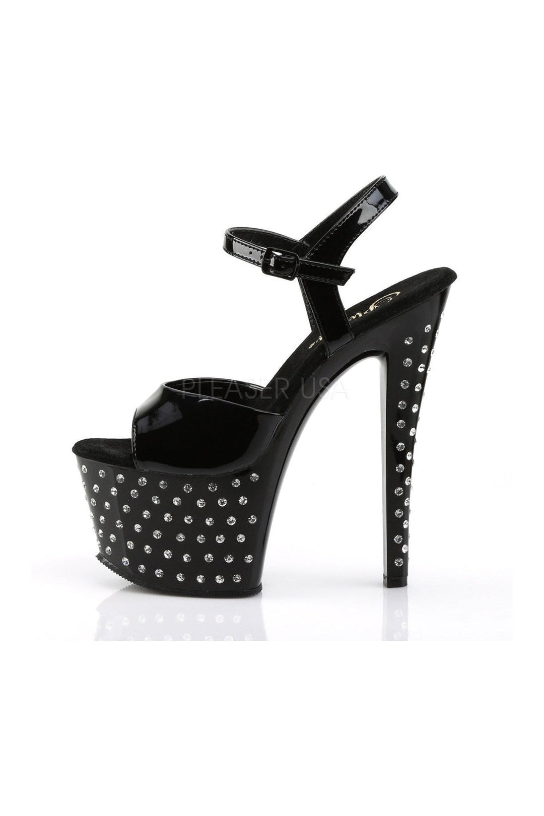 STARDUST-709 Platform Sandal | Black Patent-Pleaser-Sandals-SEXYSHOES.COM