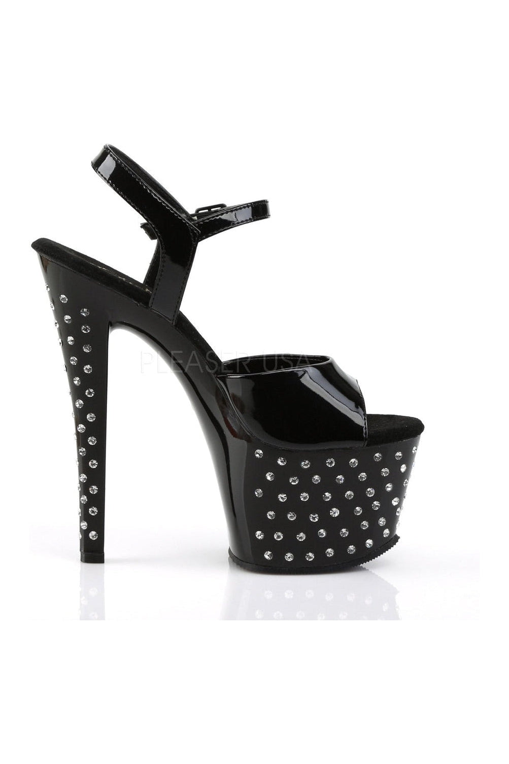 Pleaser STARDUST-709 Platform Sandal in Black Patent