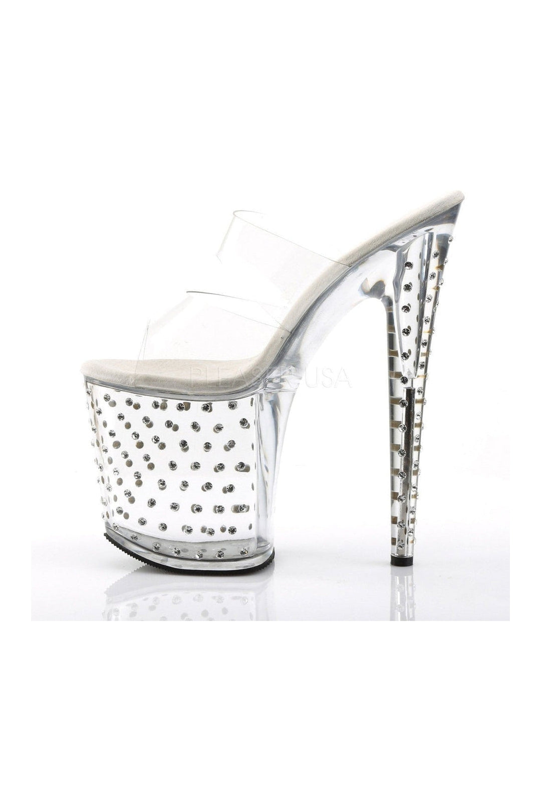 Pleaser STARDUST-802 Platform Slide in Clear Vinyl