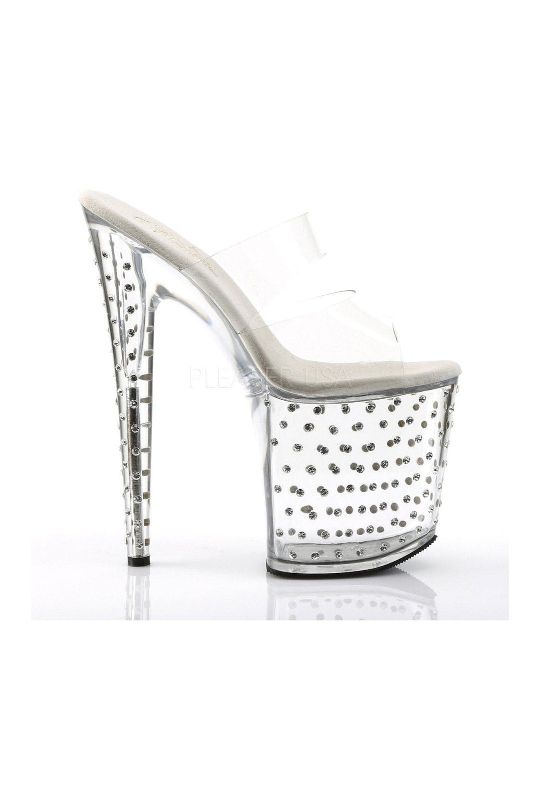 Pleaser STARDUST-802 Platform Slide in Clear Vinyl