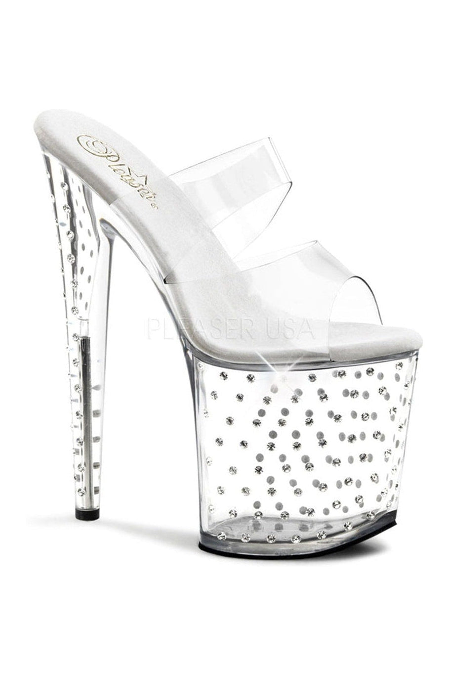 Pleaser STARDUST-802 Platform Slide in Clear Vinyl from SexyShoes.com