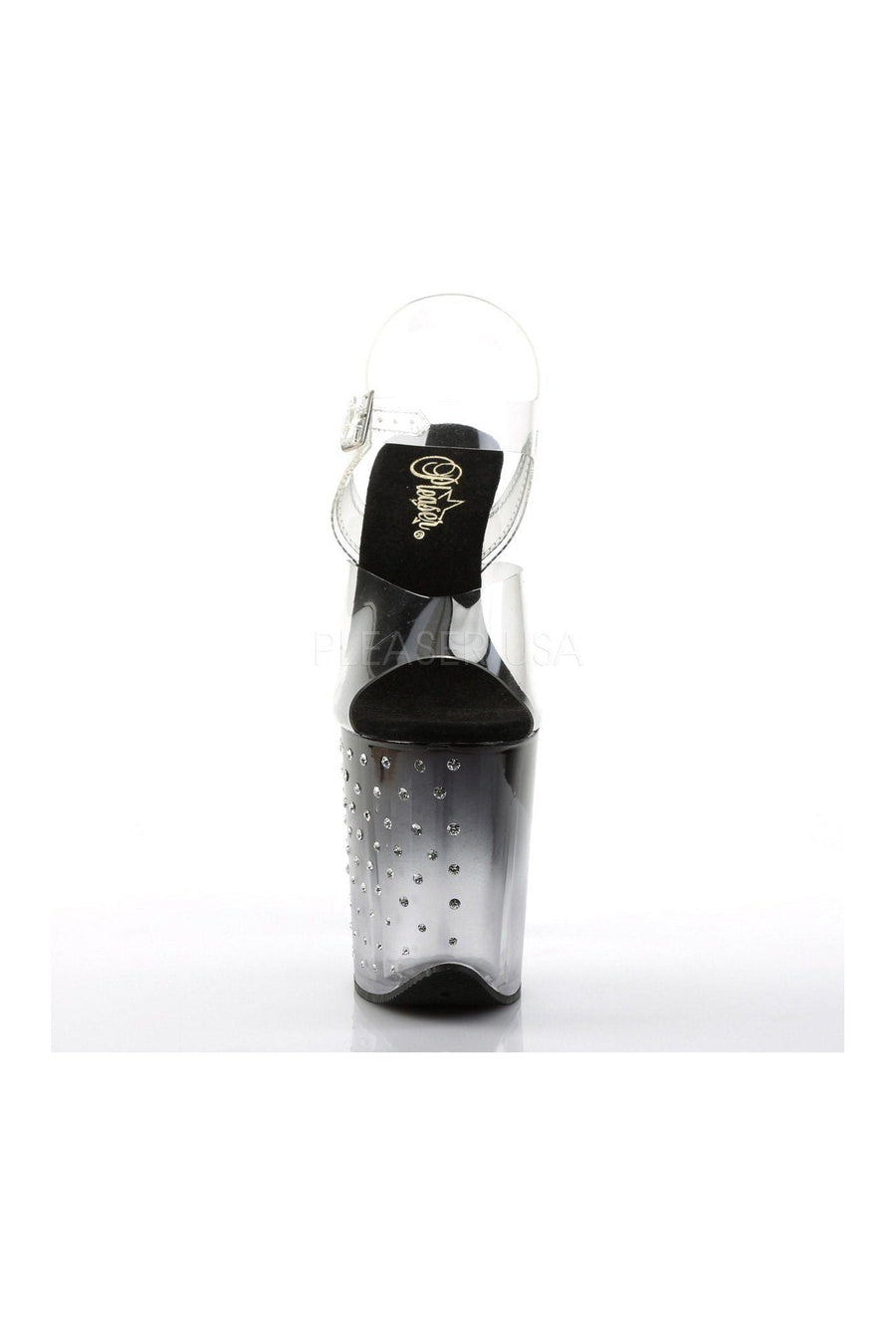 Pleaser STARDUST-808T Platform Sandal in Black Vinyl