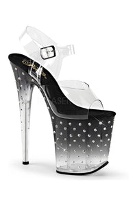Pleaser STARDUST-808T Platform Sandal in Black Vinyl from SexyShoes.com