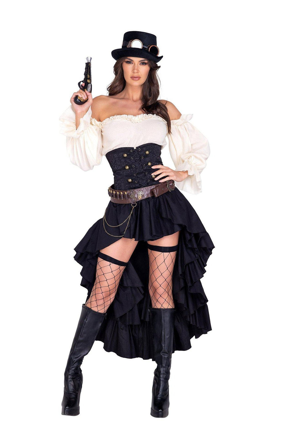 Steampunk Seductress Costume-Steampunk Costumes-Roma Costumes-Black-L-SEXYSHOES.COM