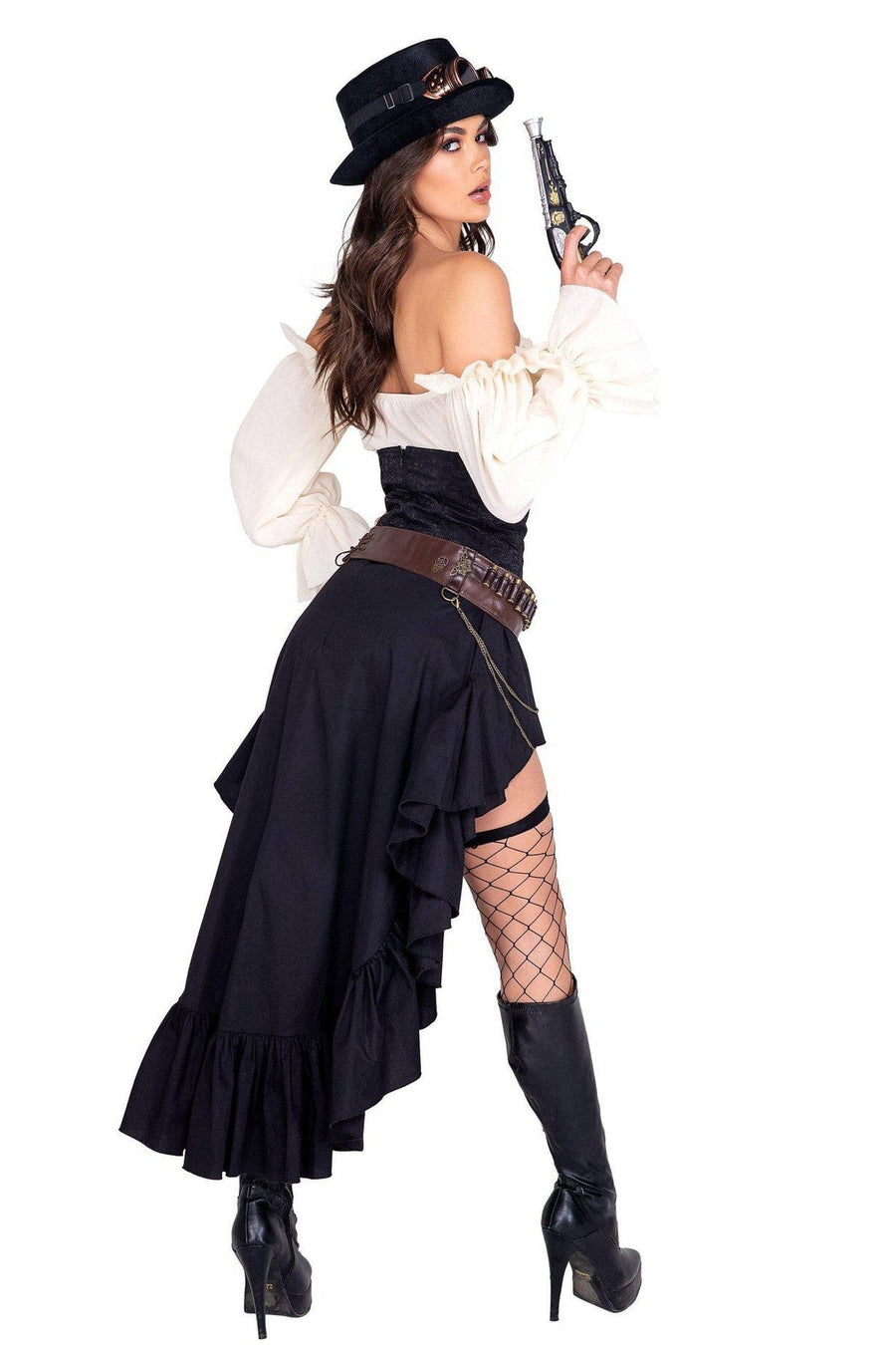 Roma Costumes Steampunk Seductress Costume in Black 