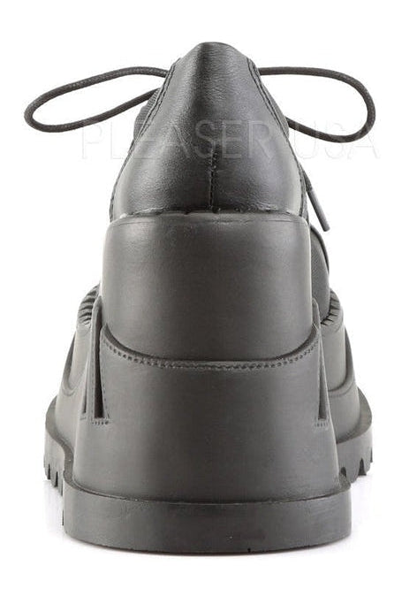 Demonia STOMP-08  Wedge in Black Faux Leather