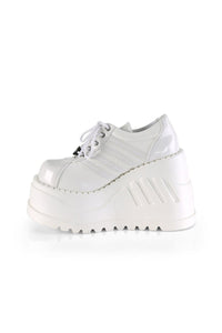 Demonia STOMP-08  Wedge in White Patent