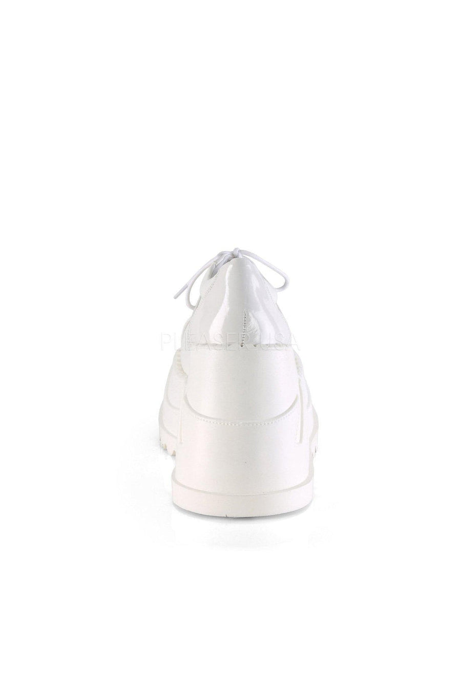 Demonia STOMP-08  Wedge in White Patent