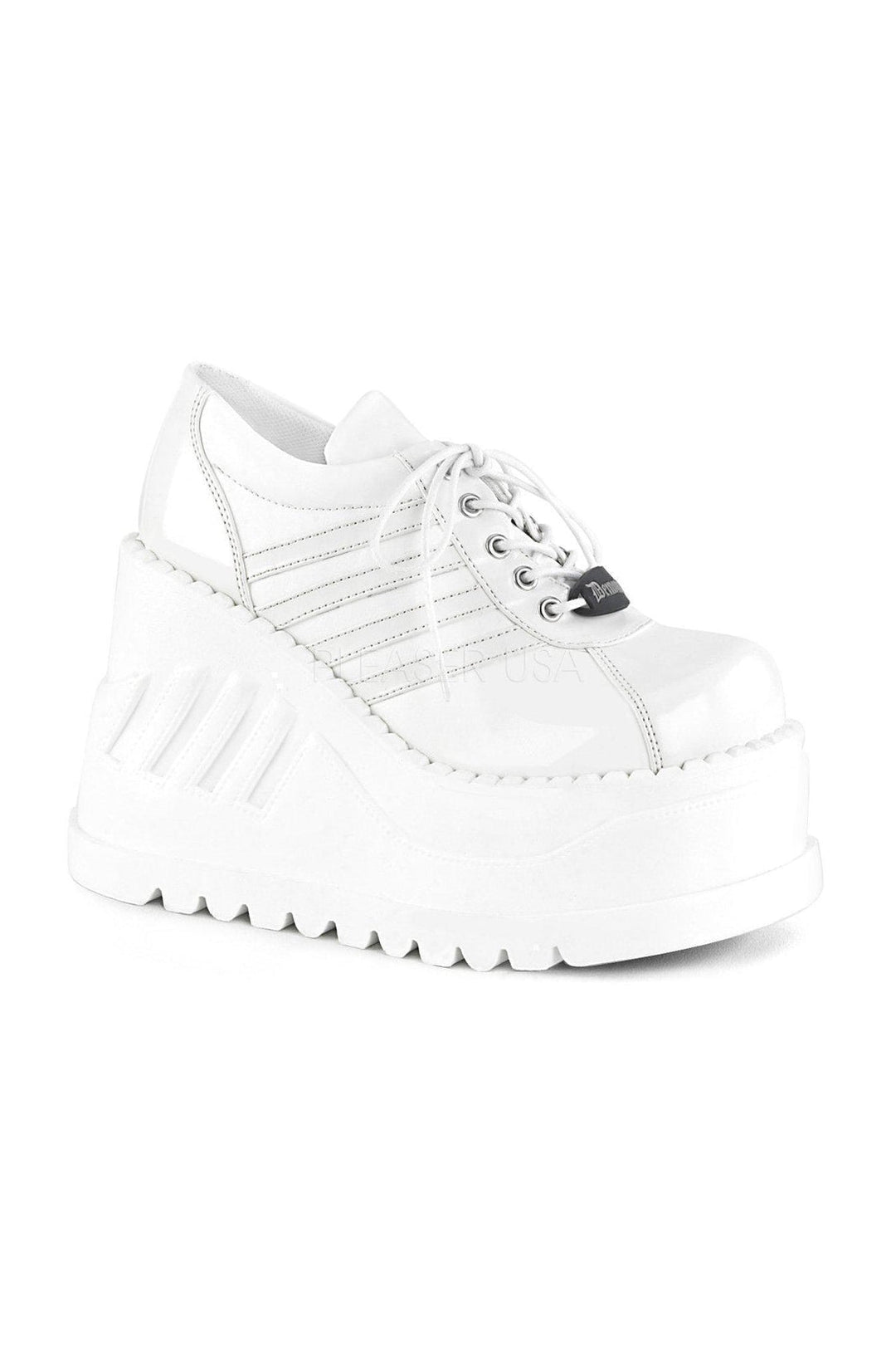 Demonia STOMP-08  Wedge in White Patent from SexyShoes.com