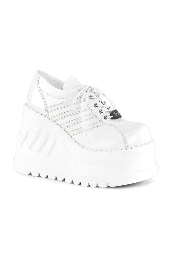 STOMP-08 Demonia Wedge | White Patent-Demonia-SEXYSHOES.COM