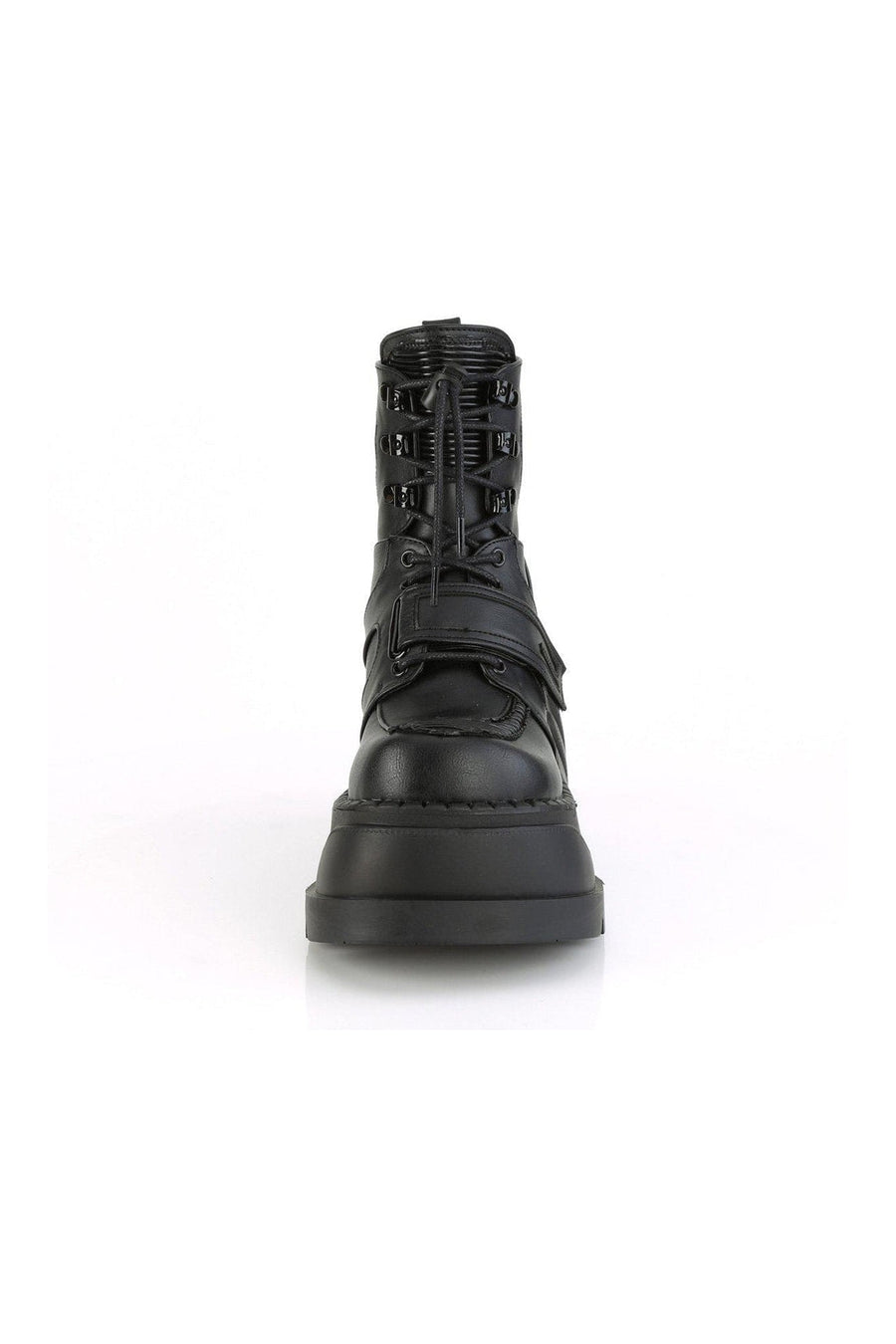 Demonia STOMP-13 Ankle Boot in Black Faux Leather