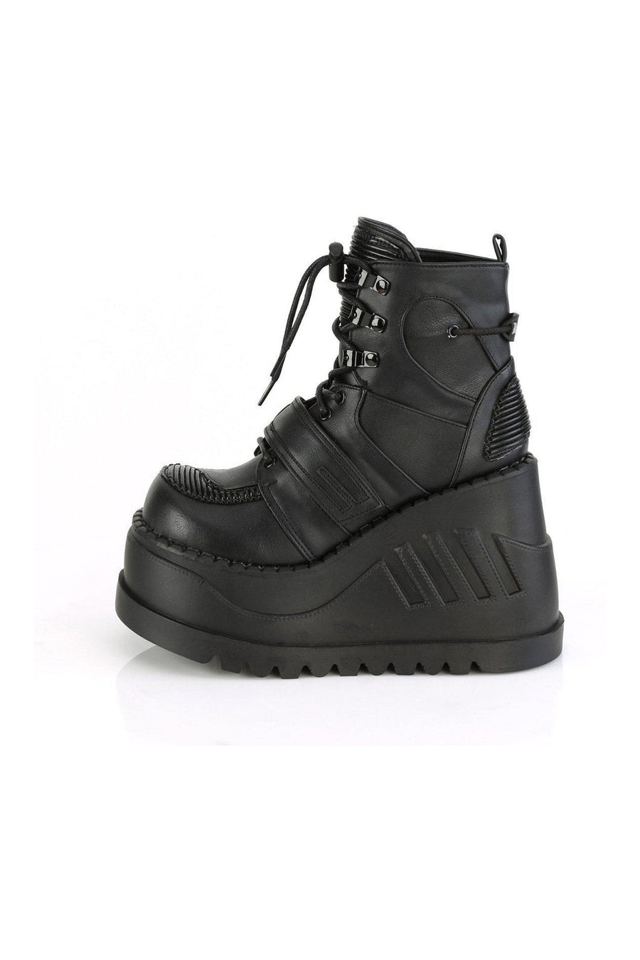 Demonia STOMP-13 Ankle Boot in Black Faux Leather
