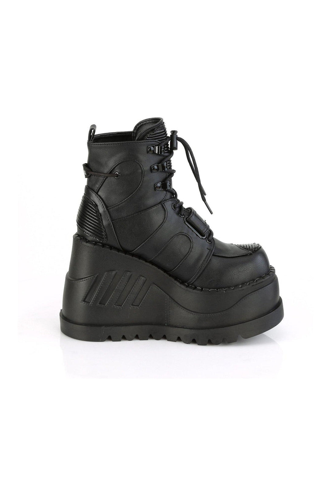 STOMP-13 Ankle Boot | Black Faux Leather-Ankle Boots-Demonia-SEXYSHOES.COM