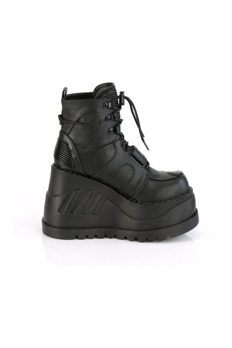 Demonia STOMP-13 Ankle Boot in Black Faux Leather