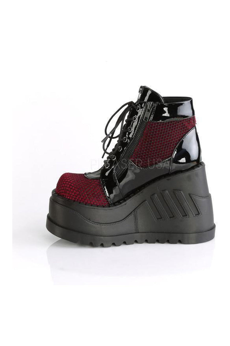 Demonia STOMP-18  Platform Boot in Black Faux Leather