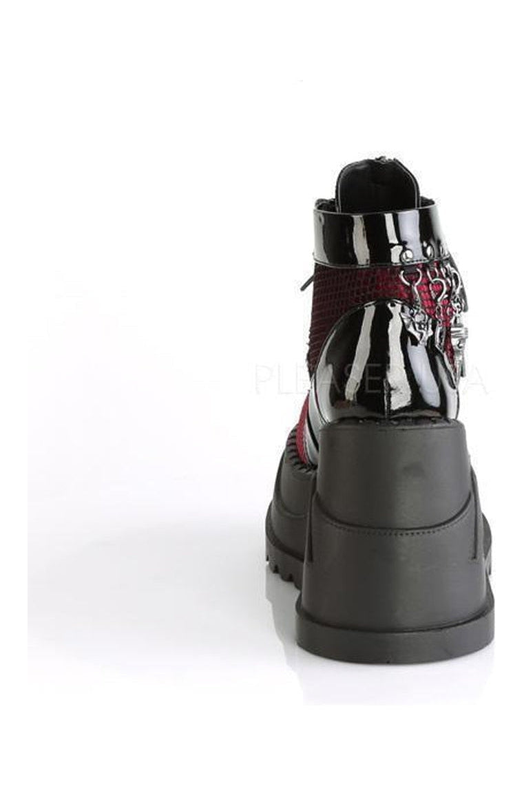 Demonia STOMP-18  Platform Boot in Black Faux Leather