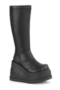 STOMP-200 Knee Boot | Black Faux Leather