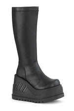 STOMP-200 Knee Boot | Black Faux Leather
