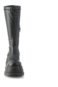 Demonia STOMP-200 Knee Boot in Black Faux Leather