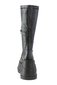 Demonia STOMP-200 Knee Boot in Black Faux Leather