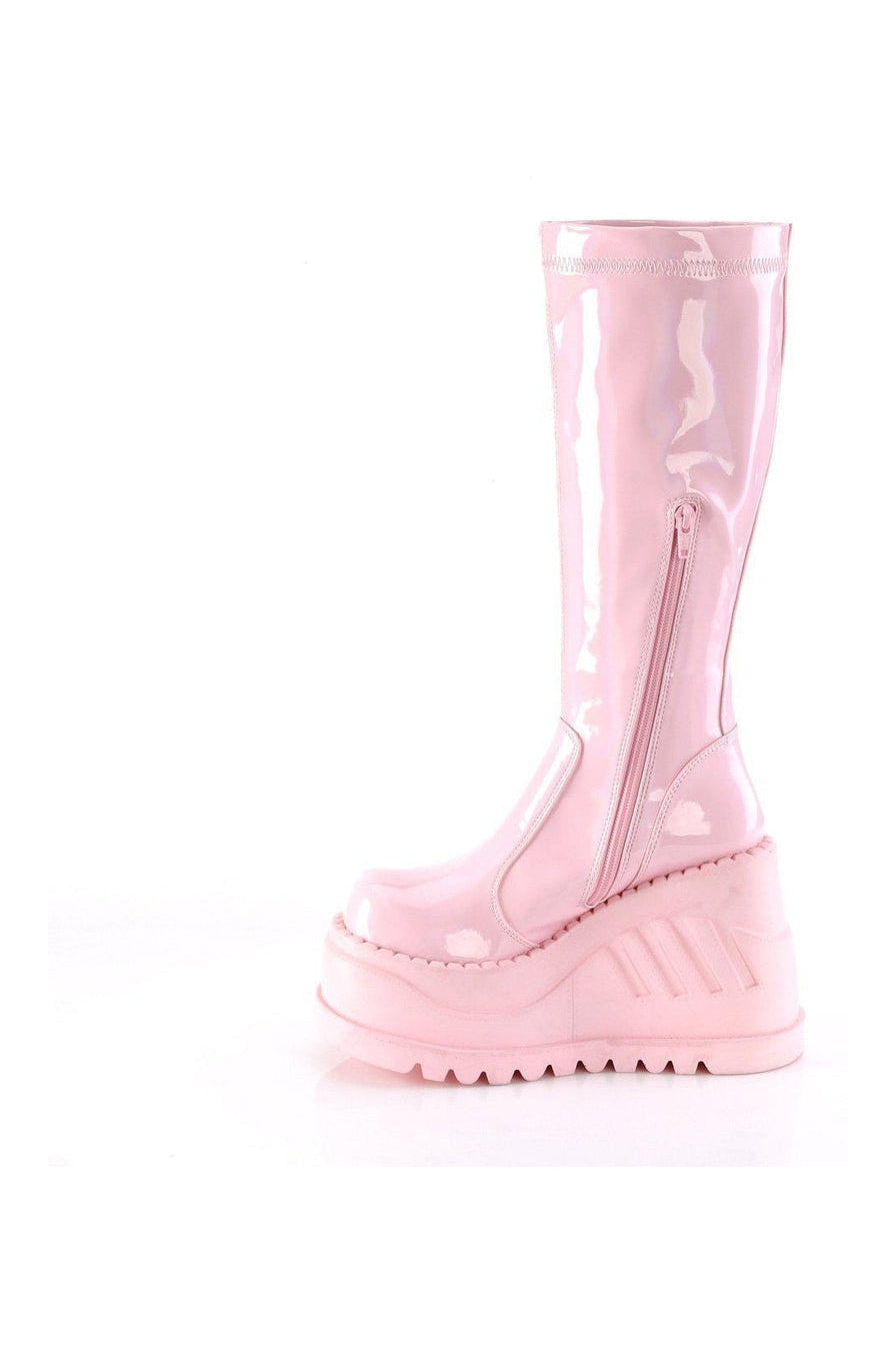 Demonia STOMP-200 Knee Boot in Hologram Patent
