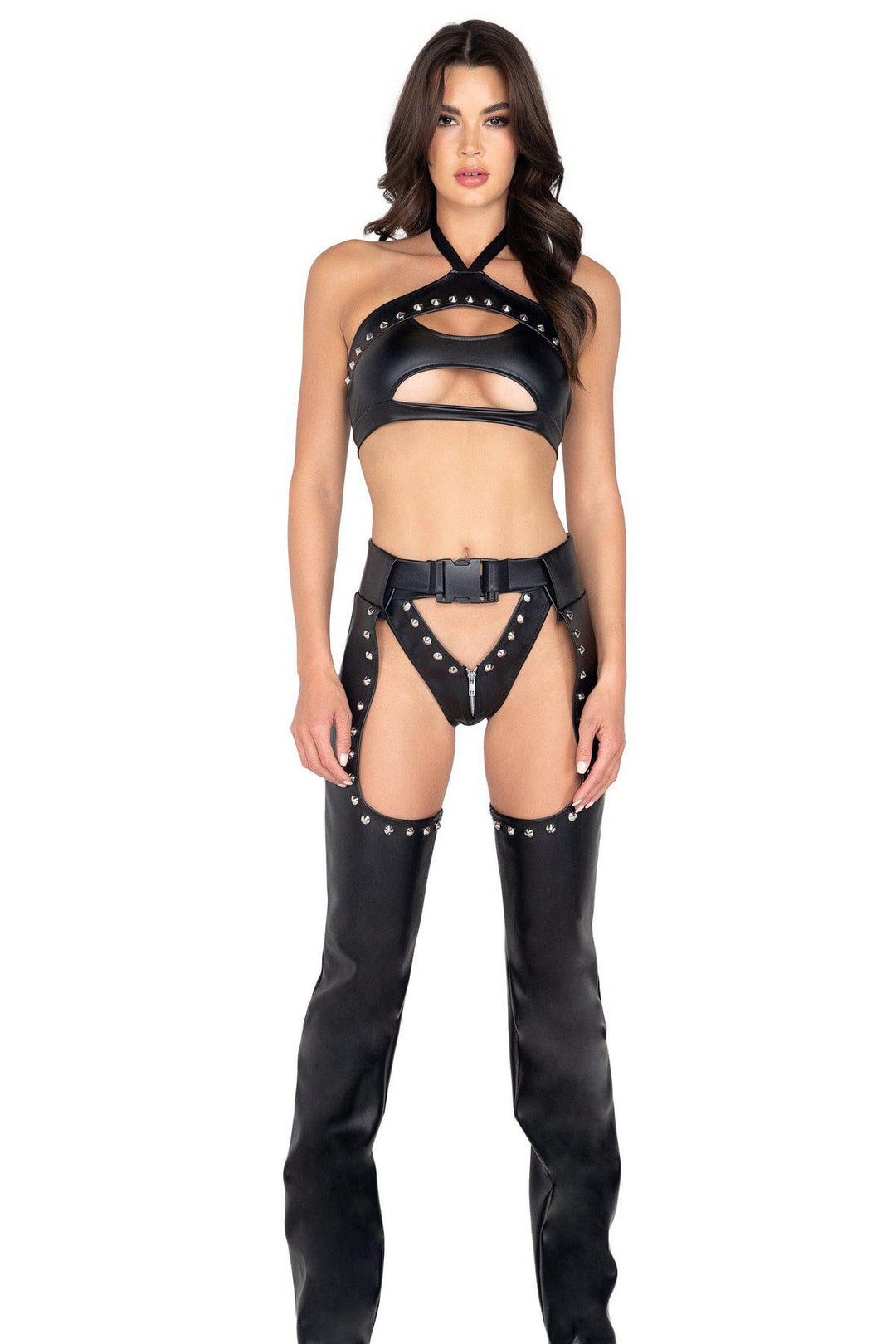 Studded Faux Leather Chaps-Chaps-Roma Dancewear-SEXYSHOES.COM