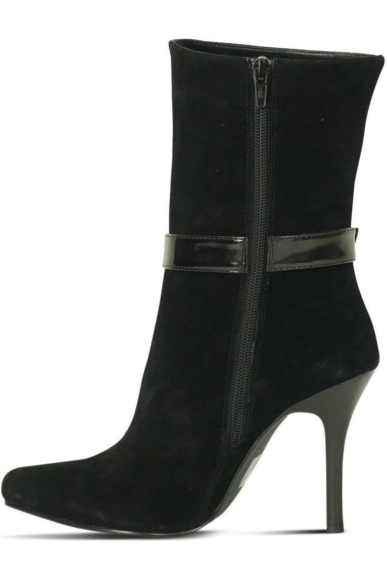 Suede Boot Stacked Heel-Black-Sexyshoes Brand-Ankle Boots-SEXYSHOES.COM