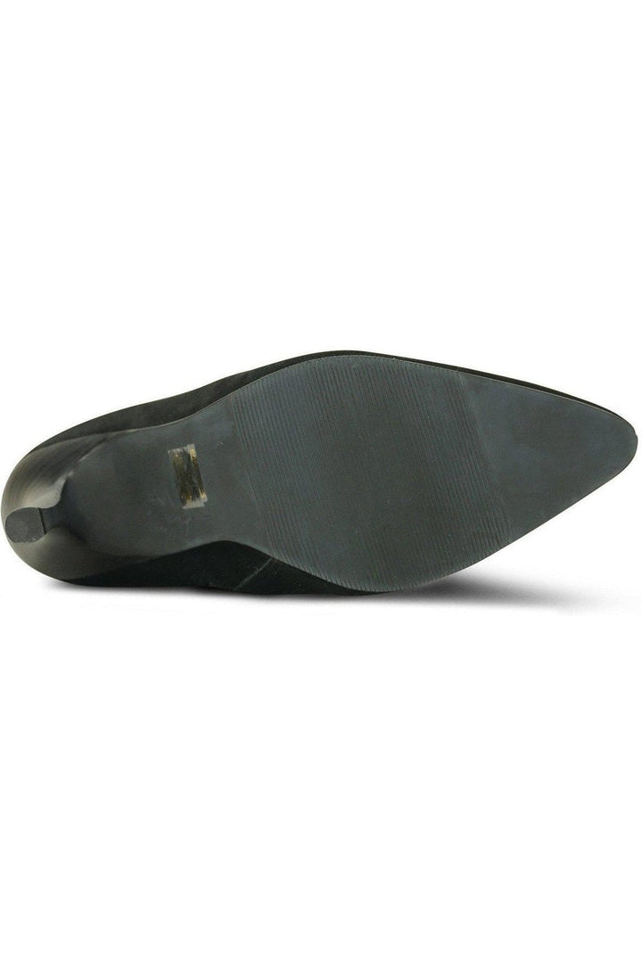 Suede Boot Stacked Heel-Black-Sexyshoes Brand-Ankle Boots-SEXYSHOES.COM