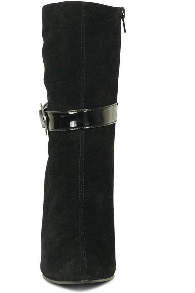 Sexyshoes Brand Suede Boot Stacked Heel Black in Black Genuine Leather