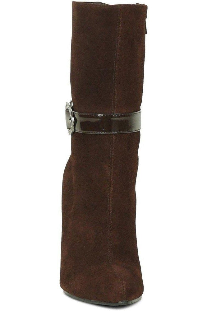 Sexyshoes Brand Suede Boot Stacked Heel Brown in Brown Genuine Leather