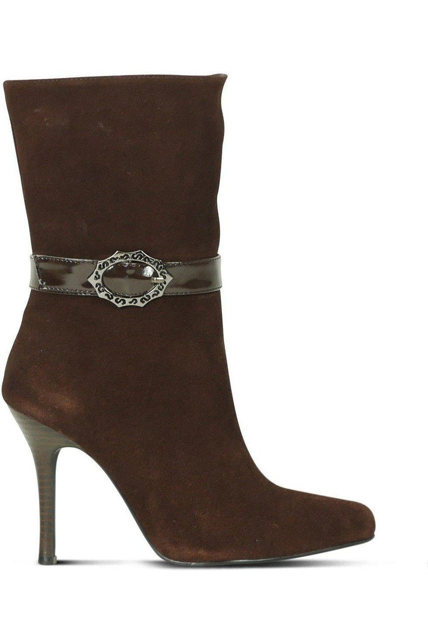 Sexyshoes Brand Suede Boot Stacked Heel Brown in Brown Genuine Leather