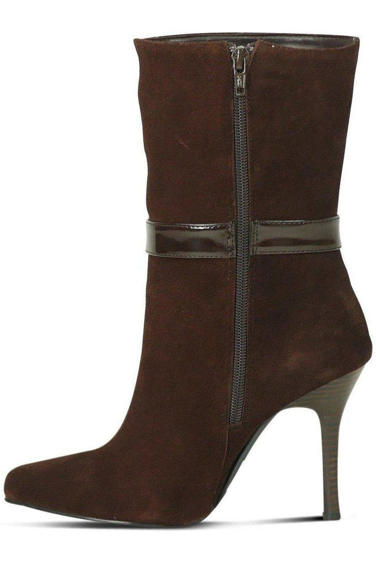 Suede Boot Stacked Heel-Brown-Sexyshoes Brand-Ankle Boots-SEXYSHOES.COM