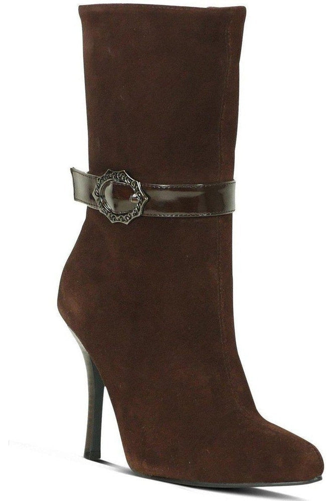Suede Boot Stacked Heel-Brown-Sexyshoes Brand-Brown-Ankle Boots-SEXYSHOES.COM