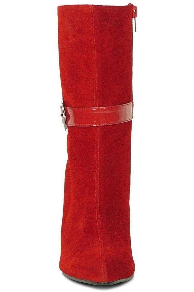 Suede Boot Stacked Heel-Red-Sexyshoes Brand-Ankle Boots-SEXYSHOES.COM