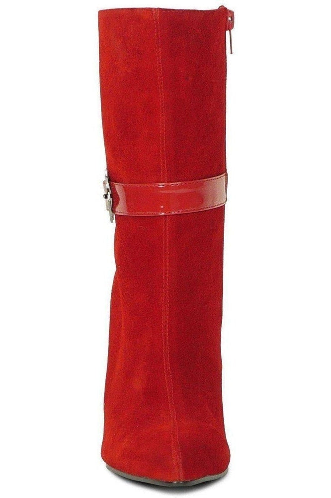 Sexyshoes Brand Suede Boot Stacked Heel Red in Red Genuine Leather
