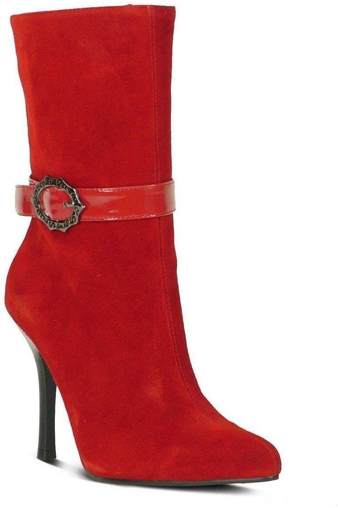Suede Boot Stacked Heel-Red-Sexyshoes Brand-Red-Ankle Boots-SEXYSHOES.COM