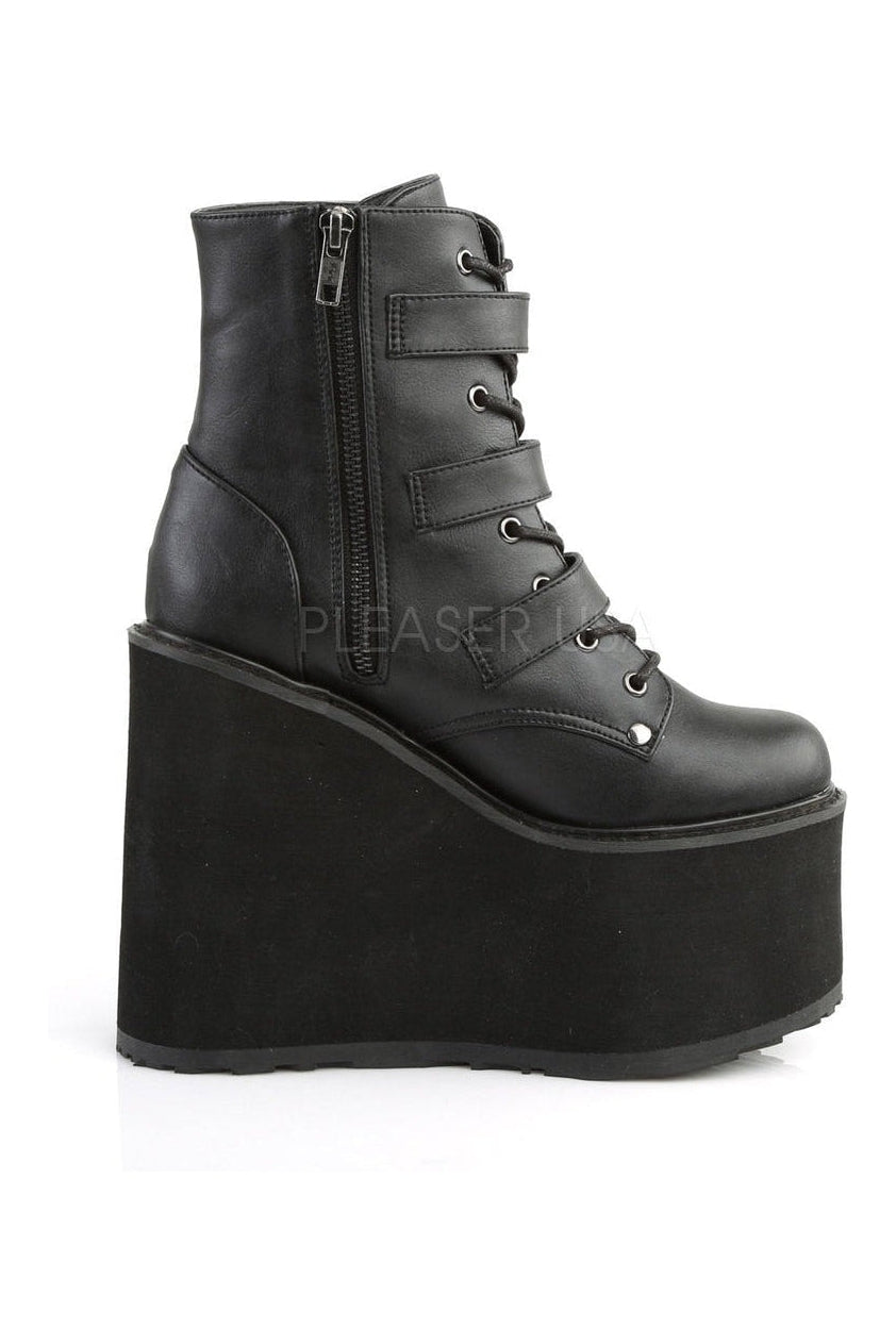 Demonia SWING-103  Wedge in Black Faux Leather