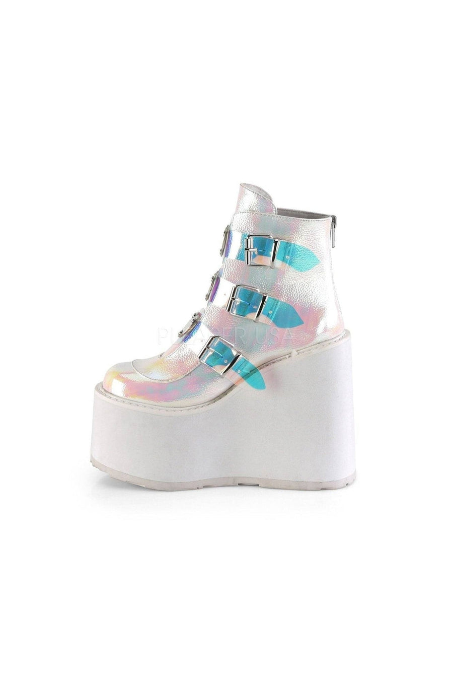 Demonia SWING-105  Ankle Boot in White Faux Leather