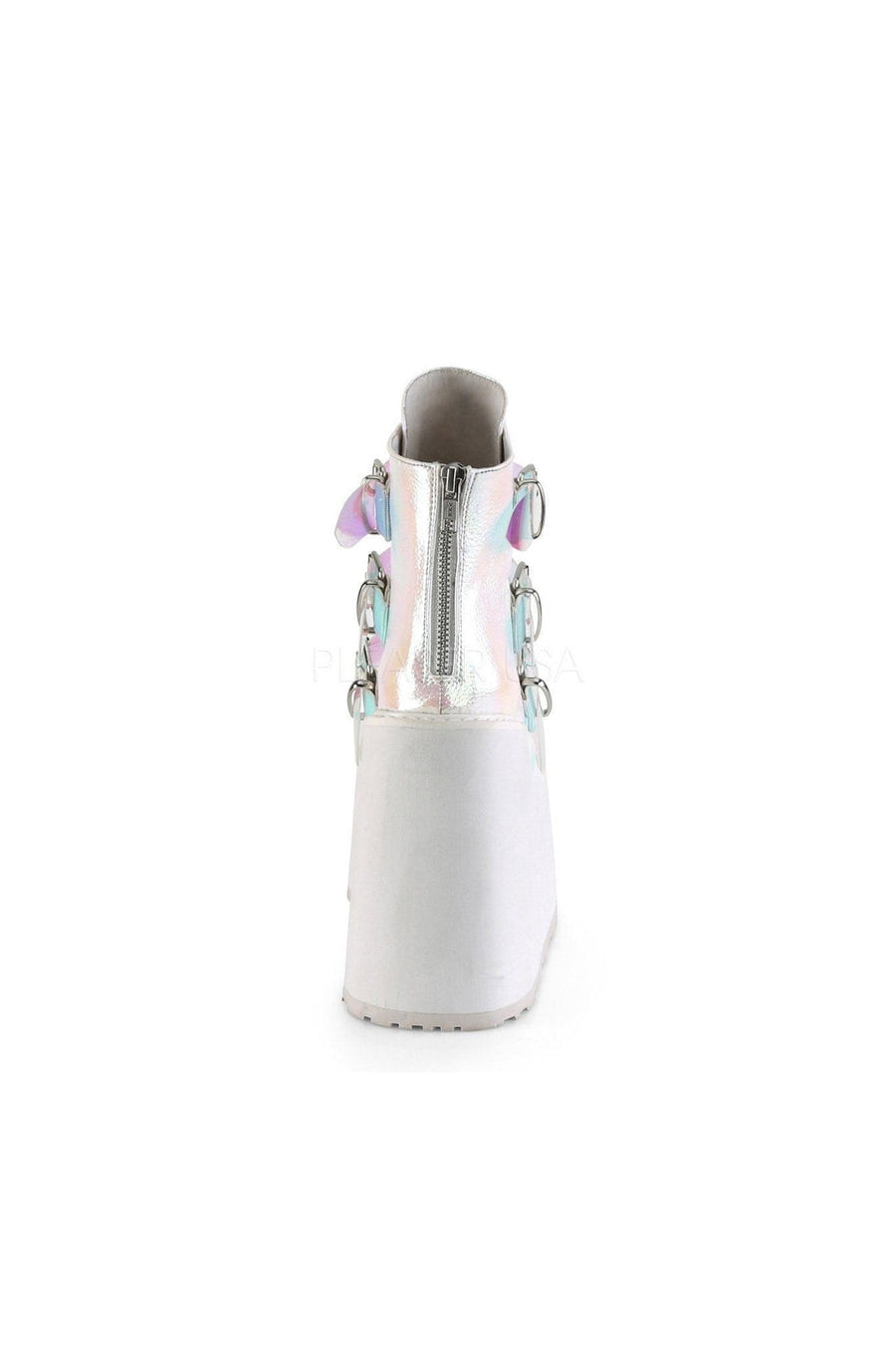 Demonia SWING-105  Ankle Boot in White Faux Leather