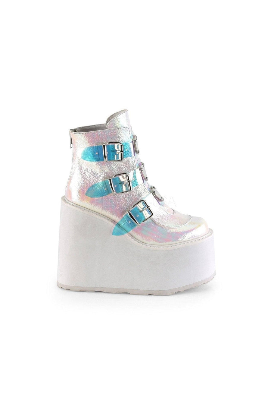 Demonia SWING-105  Ankle Boot in White Faux Leather