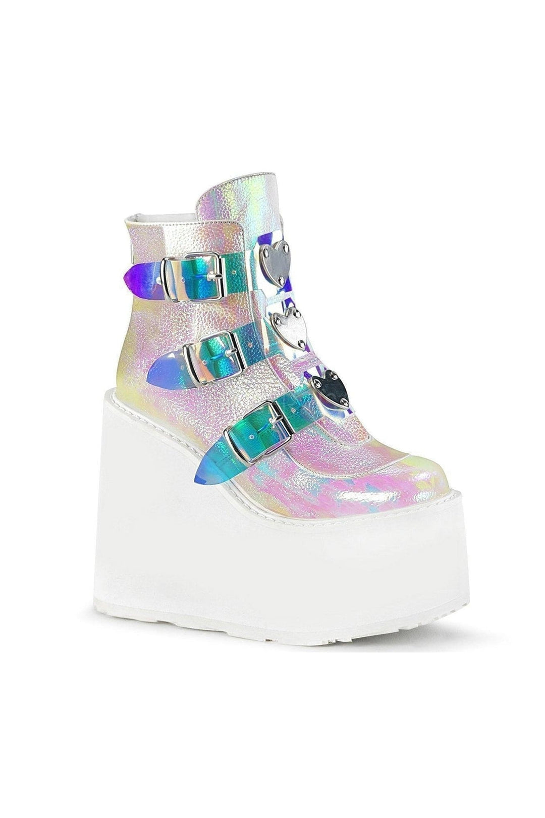 Demonia SWING-105  Ankle Boot in White Faux Leather from SexyShoes.com