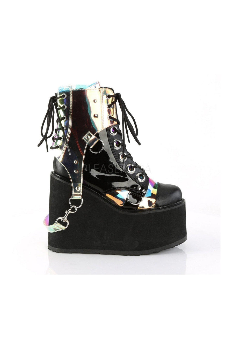 Demonia SWING-115  Platform Pump in Black Patent