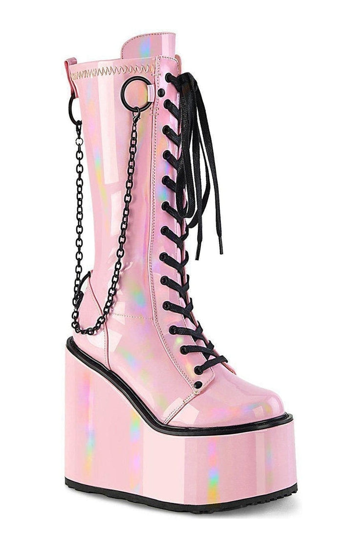SWING-150 Knee Boot | Hologram Patent-Knee Boots-Demonia-SEXYSHOES.COM