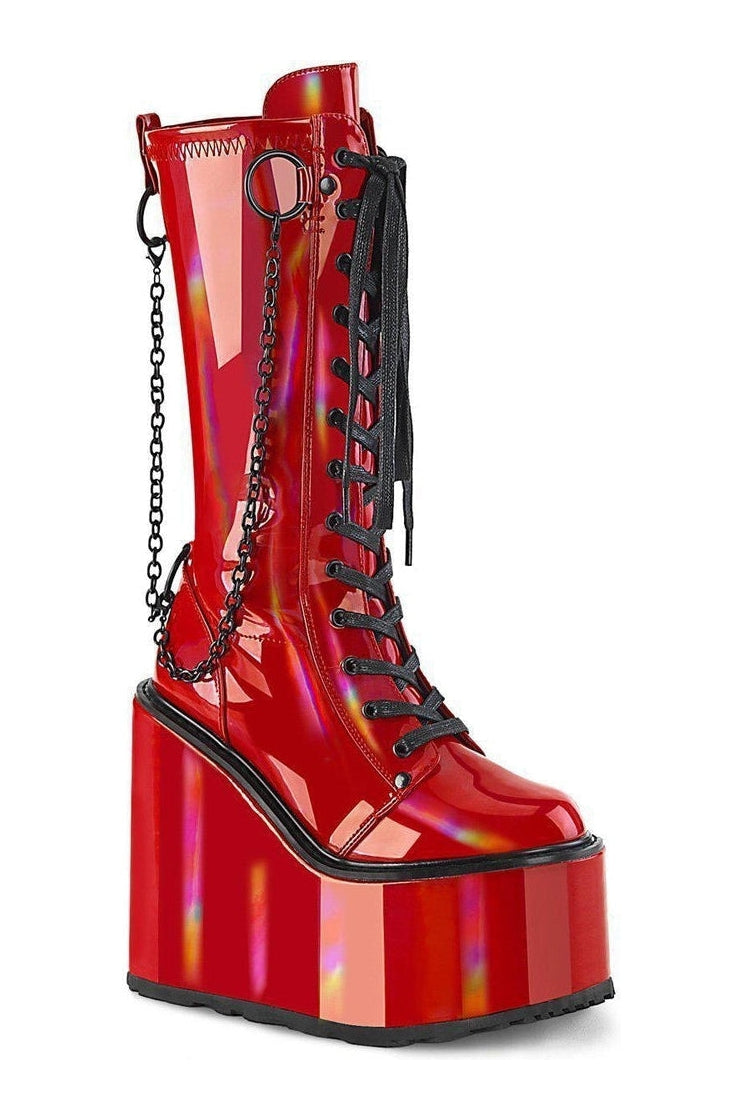 SWING-150 Knee Boot | Hologram Patent-Knee Boots-Demonia-SEXYSHOES.COM