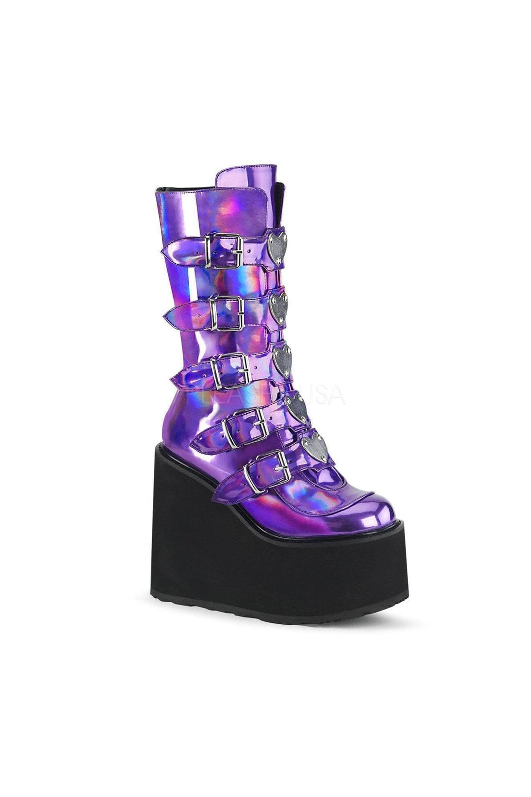 SWING-230 Demonia Knee Boot | Purple Faux Leather-Demonia-SEXYSHOES.COM