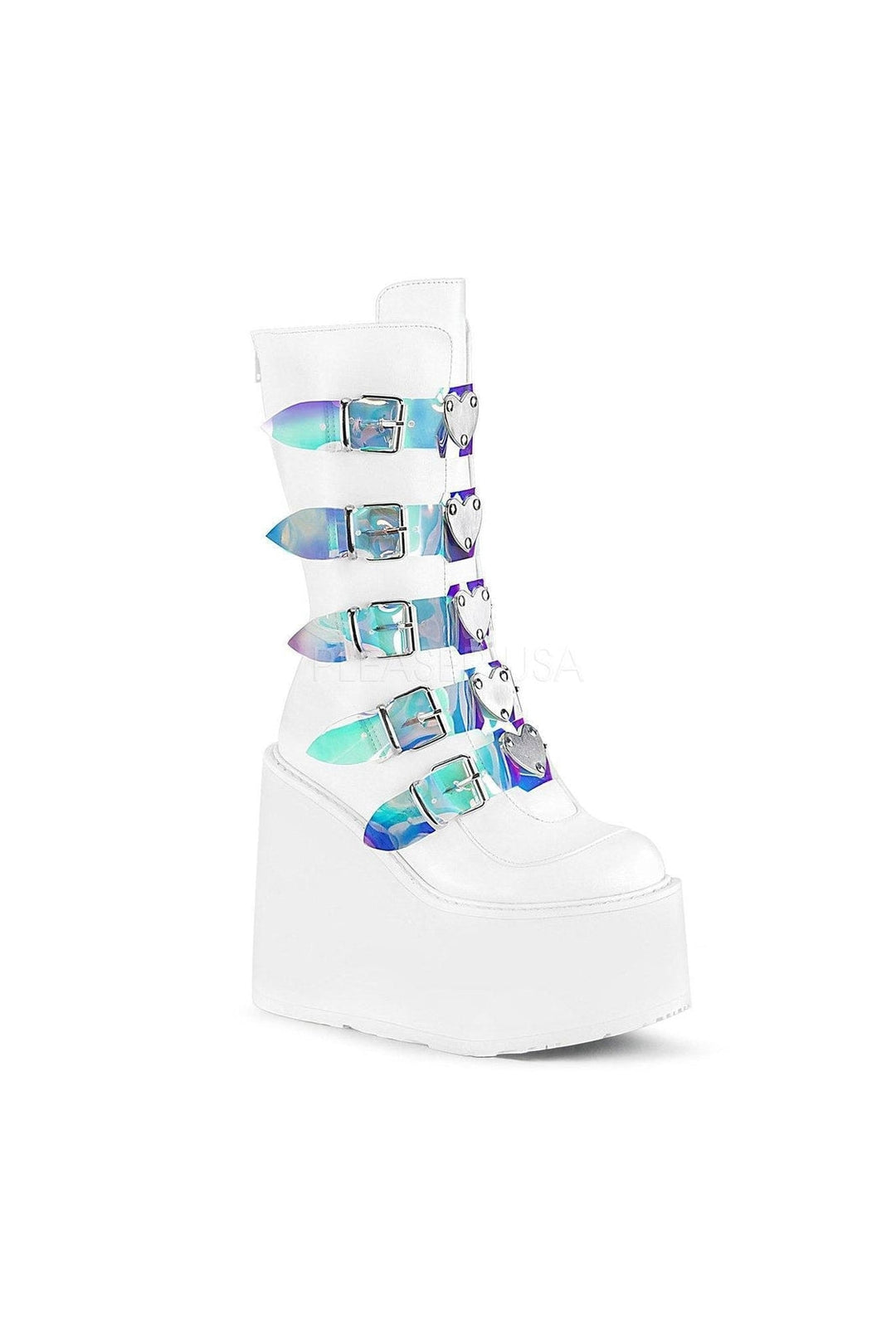 Demonia SWING-230  Knee Boot in White Faux Leather from SexyShoes.com