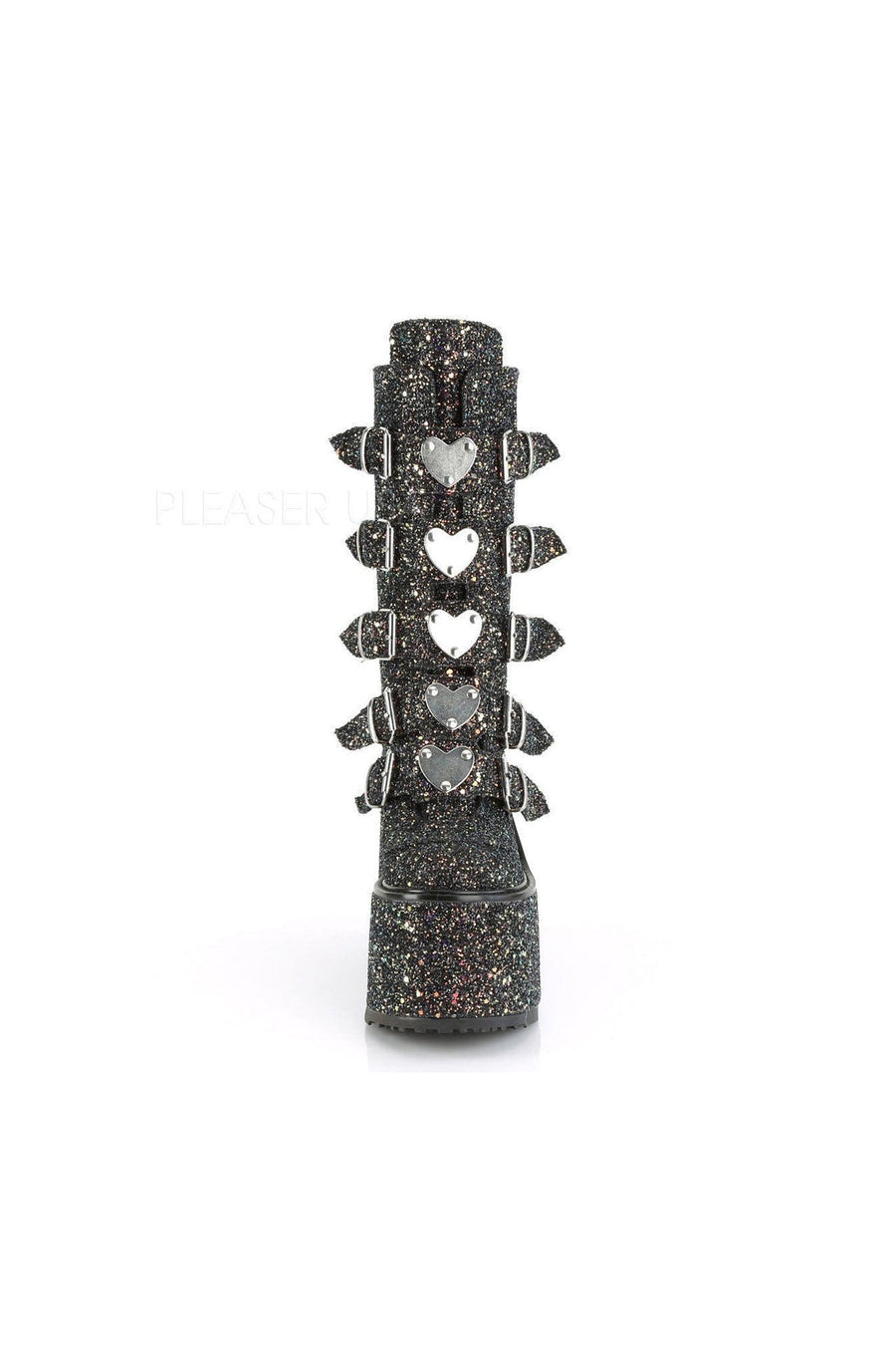 Demonia SWING-230G  Knee Boot in Black Glitter