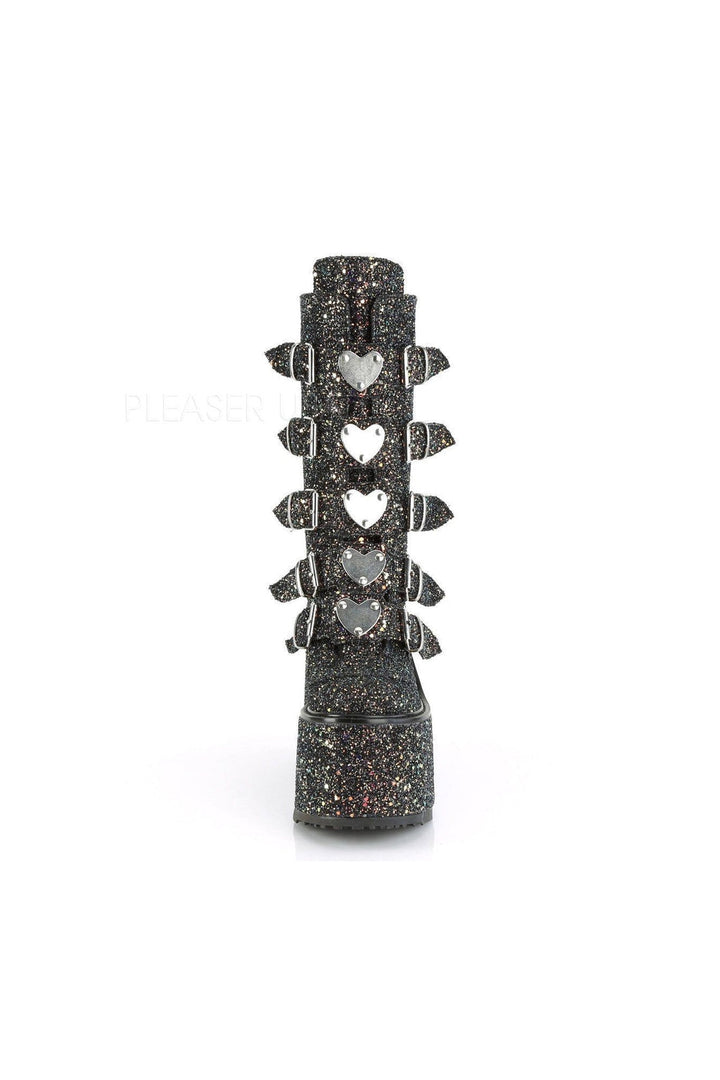 SWING-230G Demonia Knee Boot | Black Glitter
