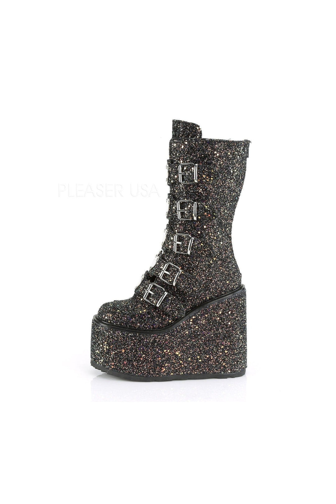 Demonia SWING-230G  Knee Boot in Black Glitter