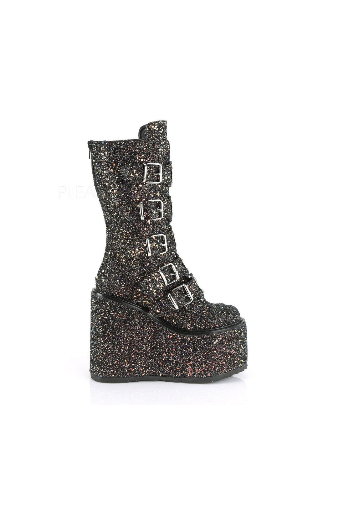Demonia SWING-230G  Knee Boot in Black Glitter